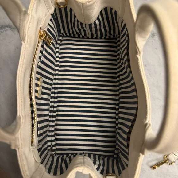 Prada Small White Canapa Logo Tote w/ Strap & Authenticity Certificate Card - Picture 12 of 16